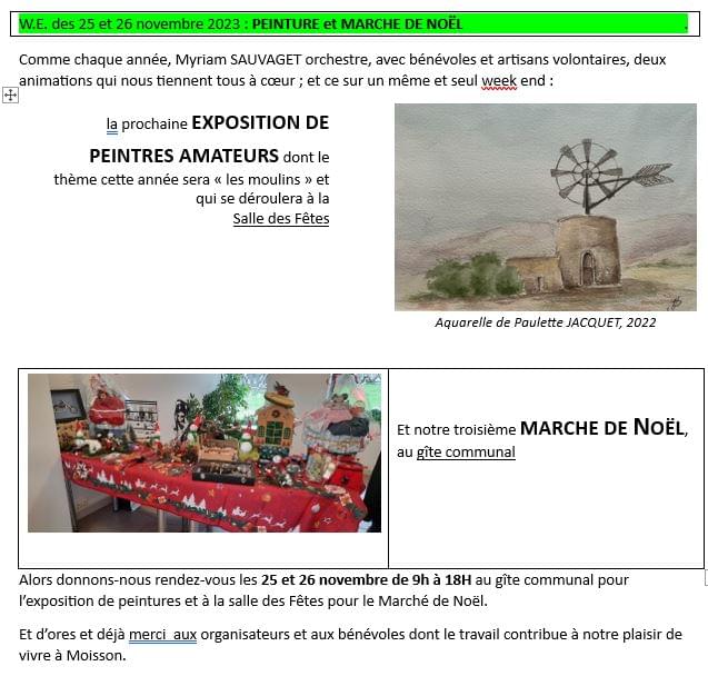 Peinture et Marché de Noël